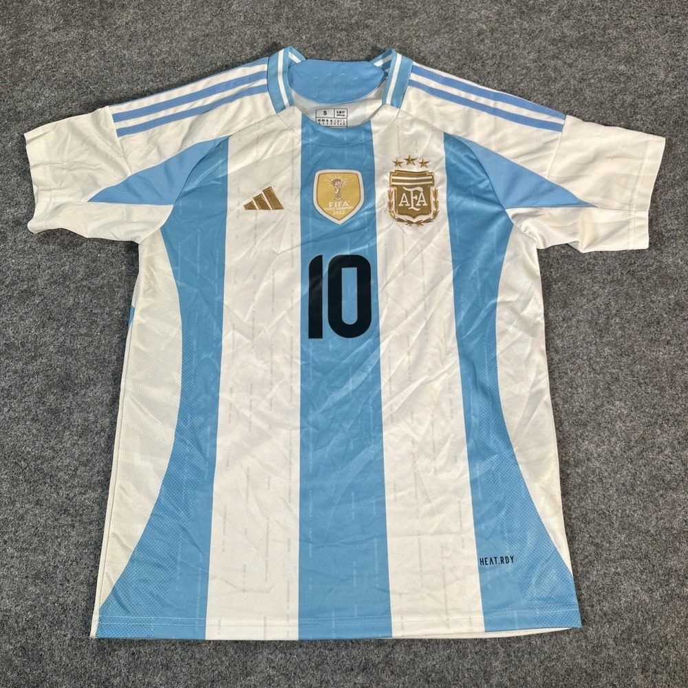 adidas Argentina Lionel Messi #10 Jersey White/Blue World Champions 2022 Men's S